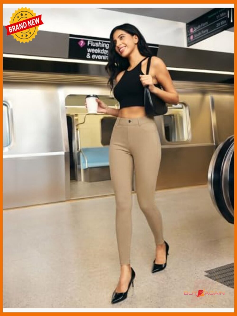 High Waisted Stretchy Skinny Jeans Tummy Control Jeggings Pull On with Pockets - Picture 6 of 7